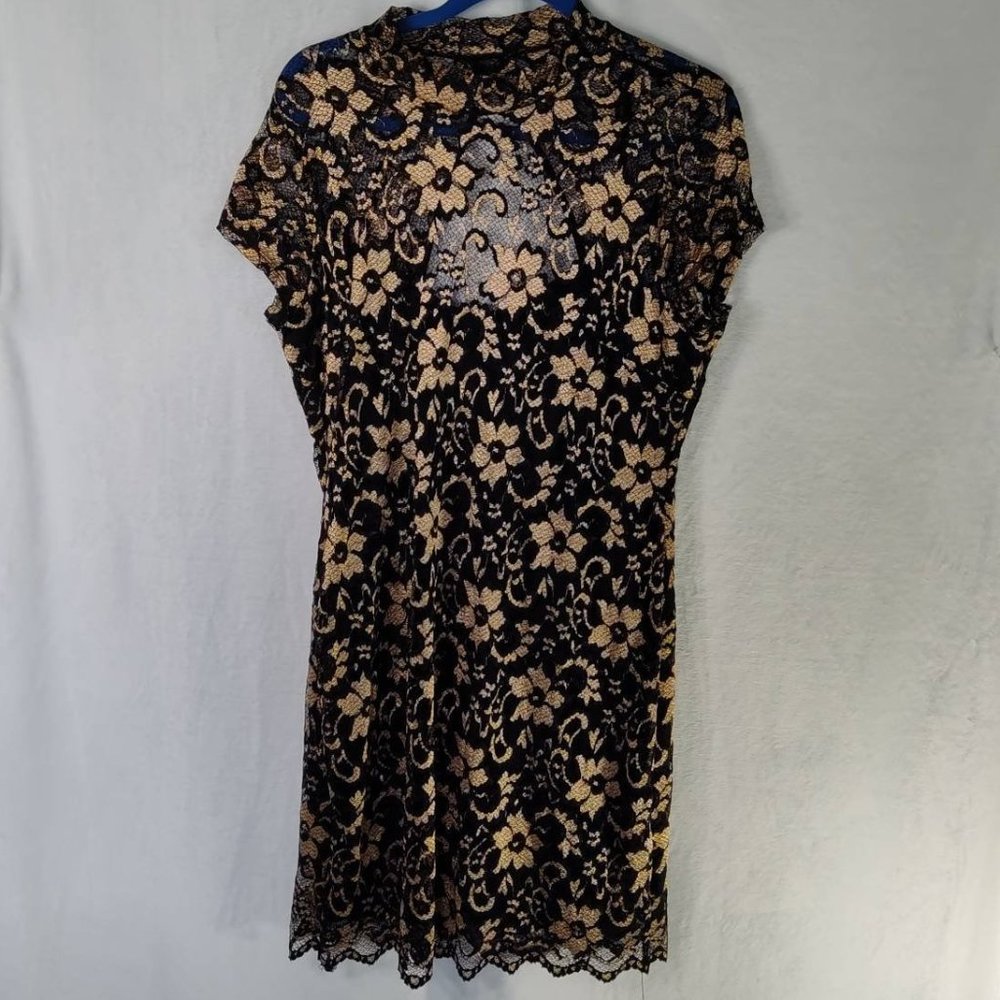 No Boundaries Black and Gold Lace Dress